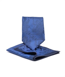 Стилна premium синя вратовръзка на пейсли елементи