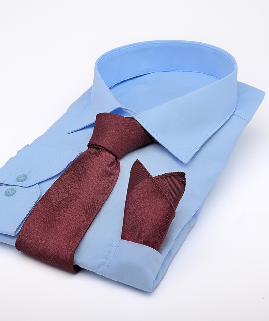 Луксозна вратовръзка на ромбоиди и ленти цвят бордо с кърпичка