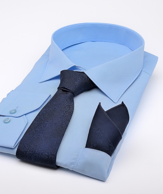 Premium вратовръзка на цветя тъмно синя с кърпичка
