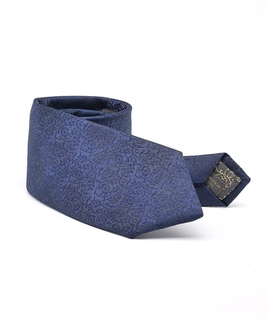 Premium вратовръзка на цветя тъмно синя с кърпичка