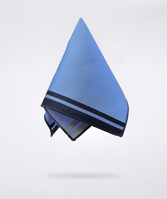 Синя структурна premium вратовръзка с кърпичка