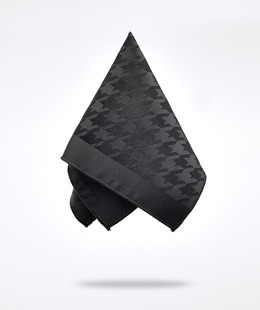 Premium Houndstooth черна вратовръзка с кърпичка