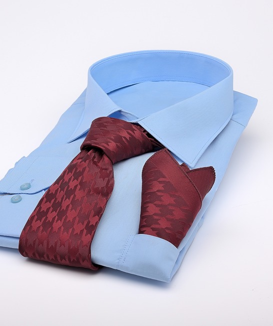 Мъжка широка вратовръзка Houndstooth цвят бордо