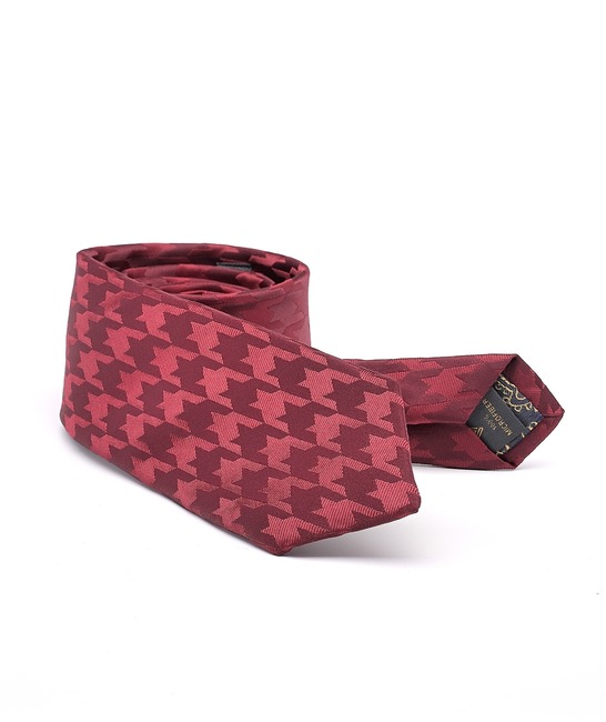 Мъжка houndstooth premium вратовръзка цвят бордо
