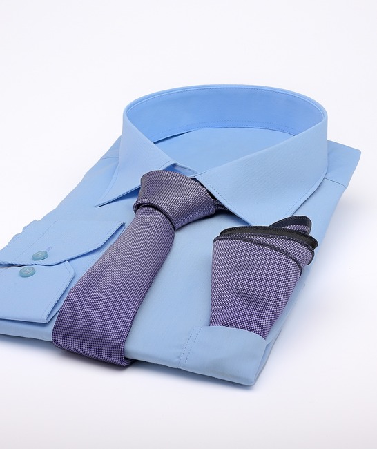 Класическа структурна лилава вратовръзка с кърпичка