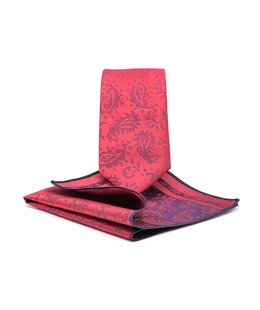 Червена елегантна вратовръзка на пейсли елементи