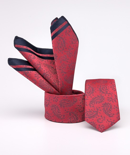 Червена елегантна вратовръзка на пейсли елементи