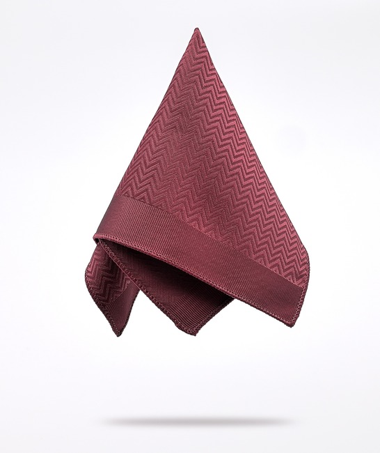 Premium вратовръзка на зиг заг елементи с кърпичка цвят бордо