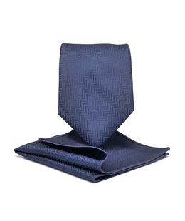 Тъмно синя класическа вратовръзка на зиг заг