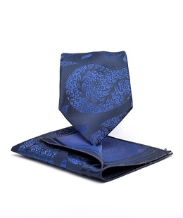 Луксозна синя вратовръзка на пейсли елементи