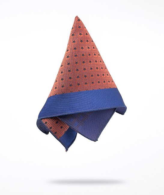 Луксозна широка вратовръзка оранжево златисто на звезди