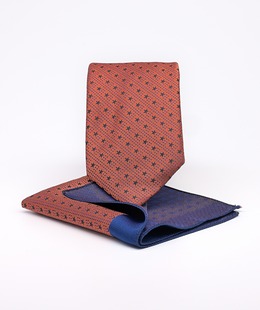 Луксозна широка вратовръзка оранжево златисто на звезди