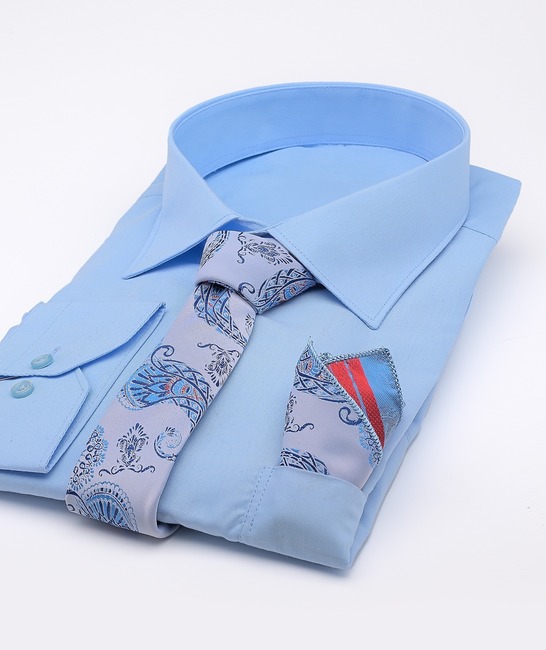 Светло синя стилна вратовръзка на пейсли елементи