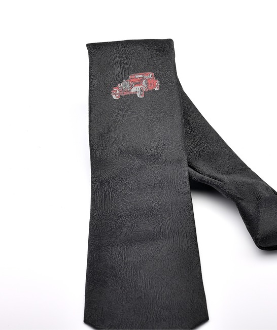 Premium вратовръзка с бродерия ретро кола с кърпичка