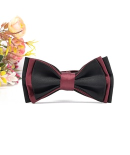 Луксозна мъжка трипластова папионка в черно и бордо