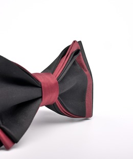 Луксозна мъжка трипластова папионка в черно и бордо