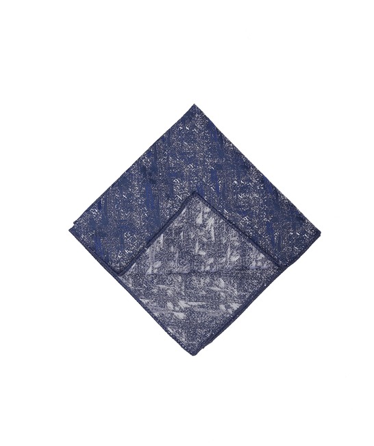 Комплект с папионка игла за ревер и кърпичка в синьо