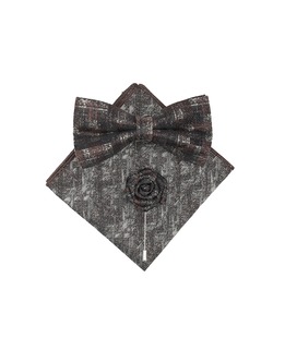 Мъжка кафява папионка с бежово в комплект