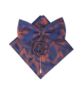 Елегантен мъжки комплект от три части с папионка в синьо