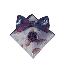 Комплект от три части папионка игла и кърпичка в бордо мъжки