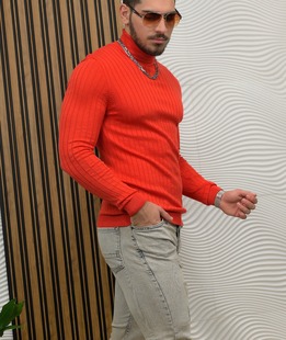 Елегантно стилно еластично поло в оранжево