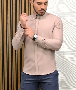 Елегантна изчистена риза в цвят пудра