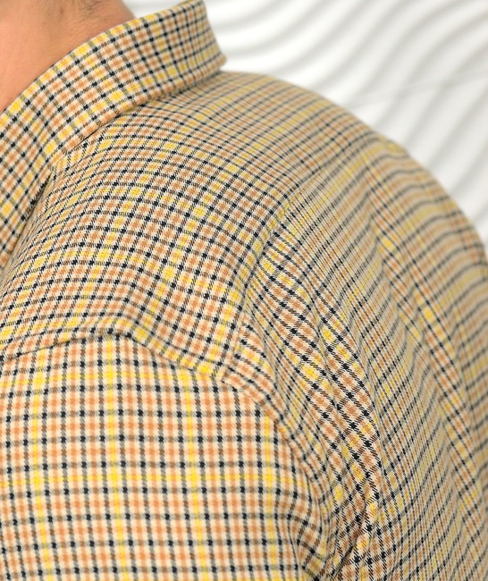 Стилна карирана плътна риза в жълто
