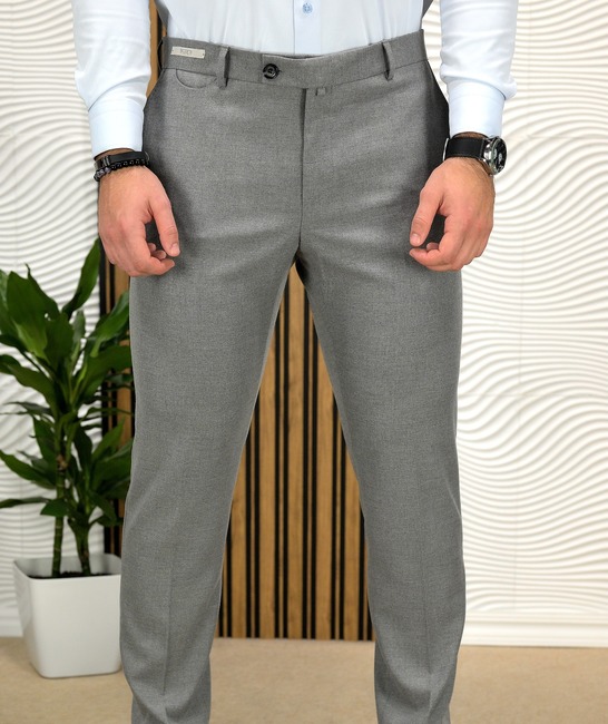 Стилен сив мъжки панталон с италиански джоб