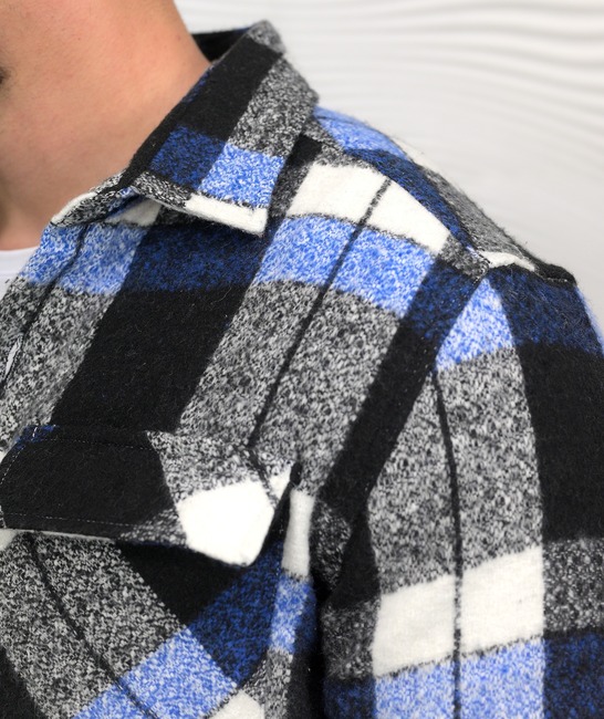 Мъжка зимна карирана риза lumberjack в синьо