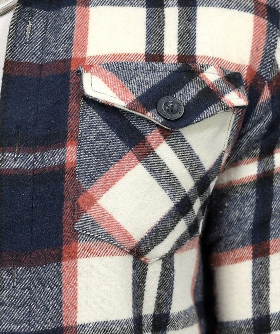 Мъжка риза flannel на каре с два джоба в синьо и кафяво