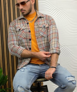 Кафява дебела риза руно на каре мъжка lumberjack