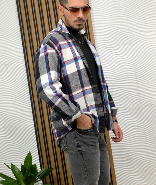 Карирана мъжка риза lumberjack в черно и синьо