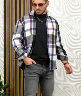 Карирана мъжка риза lumberjack в черно и синьо