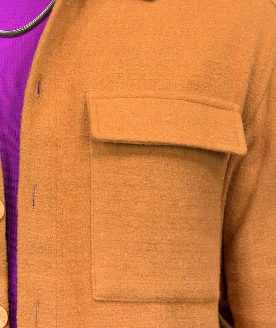 Мъжка плътна зимна риза с два джоба в кафяво