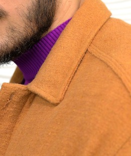 Мъжка плътна зимна риза с два джоба в кафяво