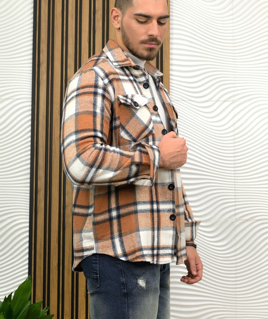 Зимна карирана мъжка риза в кафяво lumberjack