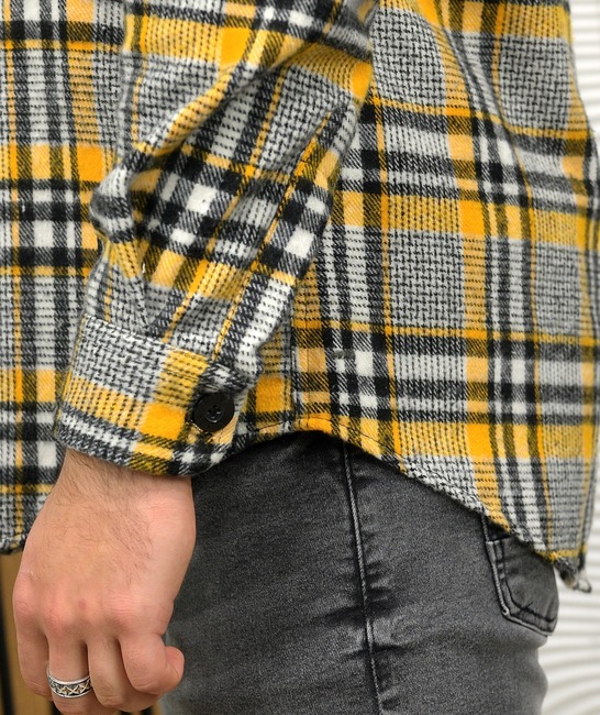 Мъжка риза flannel на жълто и черно каре