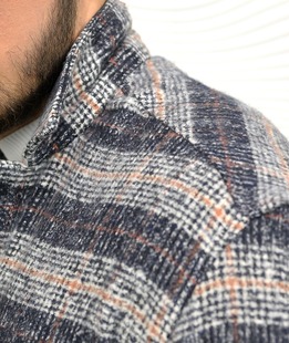 Топла бархетна мъжка зимна карирана риза 