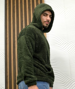 Тъмно зелен суитшърт с качулка