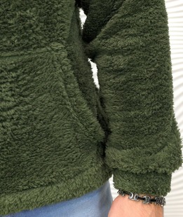 Тъмно зелен суитшърт с качулка