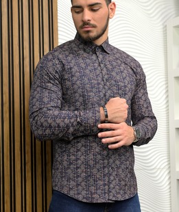 Риза на малки цветчета в кафяво мъжка