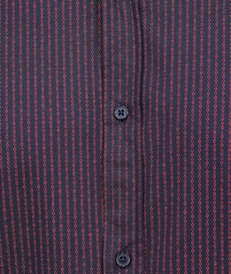 Раирана памучна риза с малки кръгчета в бордо