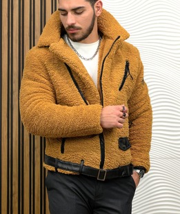 Пухкаво зимно яке с диагонално закопчаване с цип