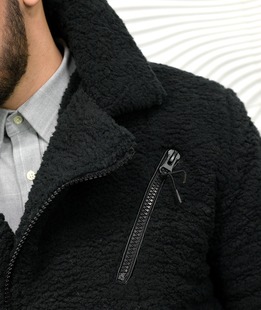 Зимно стилно яке от каракул в черно мъжко