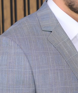 Regular Fit официално мъжко карирано сако в синьо