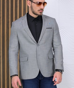 Актуално мъжко меланжирано черно сако Regular Fit