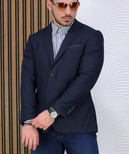 Комфортно мъжко сако в цвят индиго Regular Fit