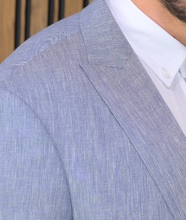 Премиум сако от лен в синьо мъжко