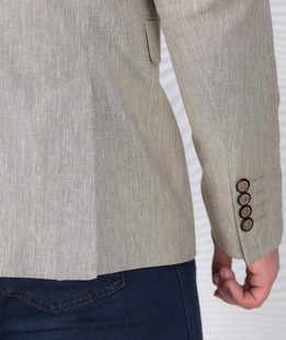 Изискано мъжко ленено сако в бежово с едно копче