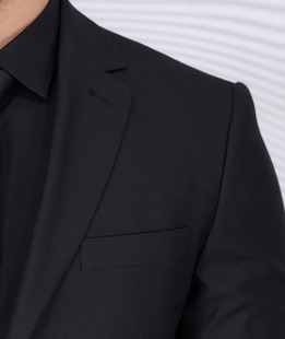 Луксозен мъжки черен костюм от две части свободен силует